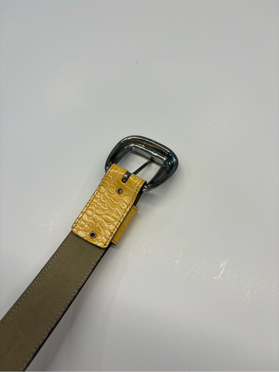 Vintage Genuine Bonded Leather Belts Yellow and Blue Croc-Embossed Set of 2 main image 8
